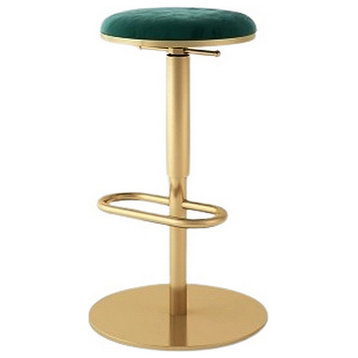 Luxury Round Rotating and Lifting Bar Stool without Backrest, Green, H25.6-31.5"