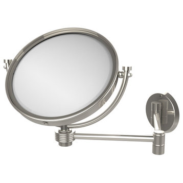 8" Wall-Mount Extending Groovy Makeup Mirror 5X Magnification, Polished Nickel
