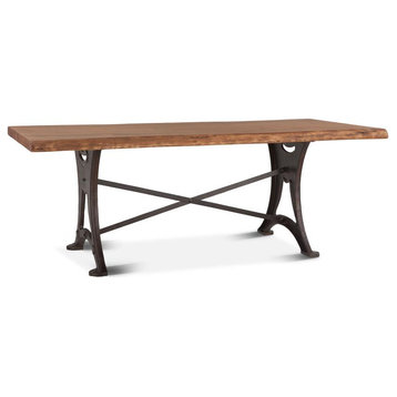 Acacia Wood Dining Table with Hand-Forged Iron Base, Belen Kox