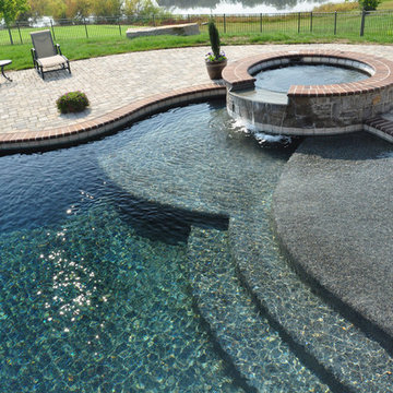 Freeform Pool with Spa, Scupper and Tanning Ledge