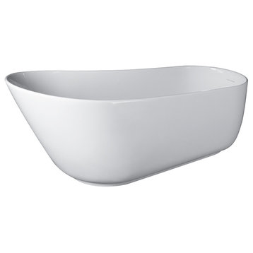 Freestanding solid surface glossy bathtub, overflow, pop-up drain, VA6911-GL