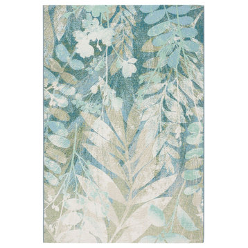 Safavieh Barbados Collection BAR541 Indoor-Outdoor Rug, Blue/Green/Ivory, 4'x6'