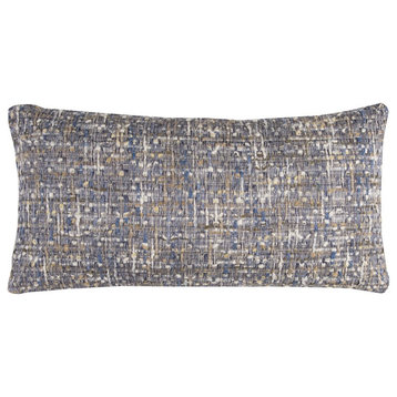 Blue Gray Metallic Nubby Textured Lumbar Pillow