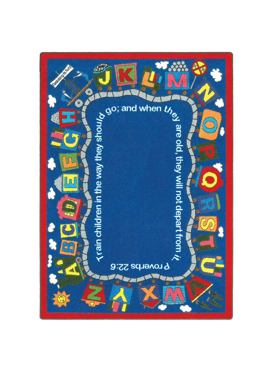 Kid Essentials, Inspirational Area Rugs Bible Train Rug, 5'4
