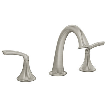 Elm Widespread Two-Handle Bathroom Faucet with Push Pop Drain Assembly (1.0 GPM), Satin Nickel