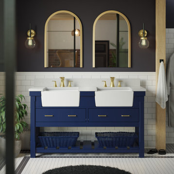 Charlotte 60" Bathroom Vanity, Royal Blue, Quartz, Double