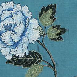 Embroidered Elegant Floral Dupioni Silk Custom Made Curtains - Curtains
