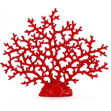 Accent Decor Sculpture Coral Red Poly Resin