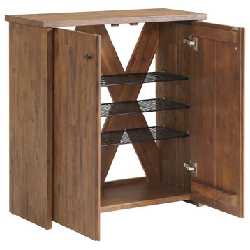 Alaterre Furniture Bethel Acacia Wood 31"W Shoe Cubbie Cabinet