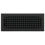 Wholesale Registers - Flat Black Rockwell Plated Steel Craftsman Floor Register, 4"x12" - Furnish your home and business with our clean-cut black painted floor vents. Our 4" x 12" rockwell style floor vent is composed of a 3mm thick steel faceplate and adjustable steel damper. With the simple equipping of wall clips to this air vent you can attach it to a sidewall for a matching set. These registers work great with hot and cold temperatures and should be installed into a 4" x 12" duct hole. The outside dimensions of this air register is 5 3/8" x 13 3/8".
