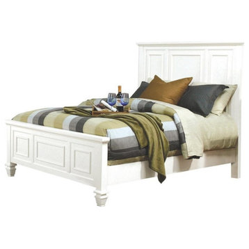 Coaster Sandy Wood Beach Queen Panel Bed with High Headboard White