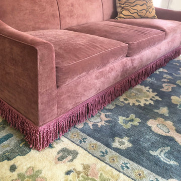 Custom Pink Sofa with Bullion Fringe