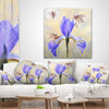 Blue Flower With Butterflies Sketch Floral Throw Pillow, 16"x16"
