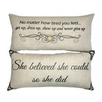 Motivational Doublesided Linen Pillow For Her With Removable Gold Pin