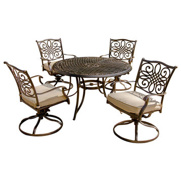 Traditions 5-Piece Dining Set, Four Swivel Rockers, 48" Round Table