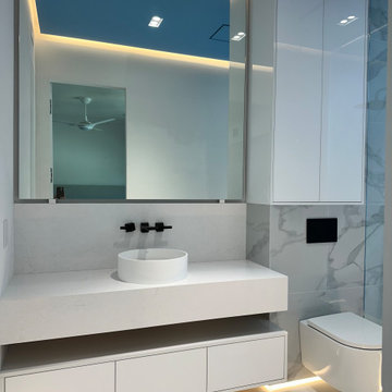 Contemporary Bathroom | Backlit Blue Feature Wall