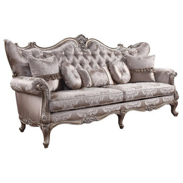 ACME Jayceon Sofa with 5 Pillows in Fabric & Champagne