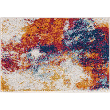 Carter Contemporary Abstract Multi-color Scatter Mat Rug, 2'x3'