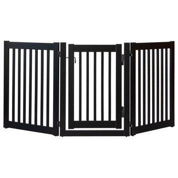 Highlander Series Solid Wood Pet Gate, 3-Panel Walk Through, Black