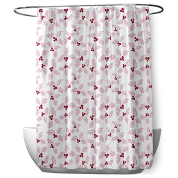 70"Wx73"L Holly Bush Shower Curtain, Light Pink