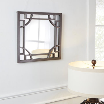 Velma Square Wall Mirror with Decorative Metal Frame