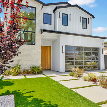 Modern farmhouse exterior — Studio City new home build