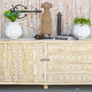 Fascinating Bleached Wood Marquetry Jessamine Credenza
