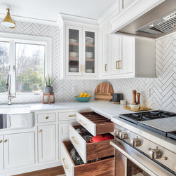 Montvale, NJ - Transitional - White U Shaped Kitchen Cabinets - Kitchen Cabinetry