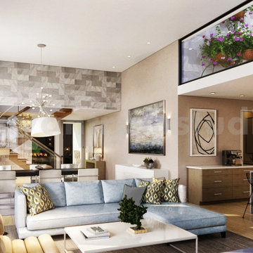 3d interior visualization of Living Room by Yantram architectural rendering comp