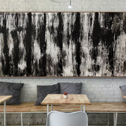 Preethi Arts - 36" x 72" Black white minimal Large Modern abstract Painting - Paintings