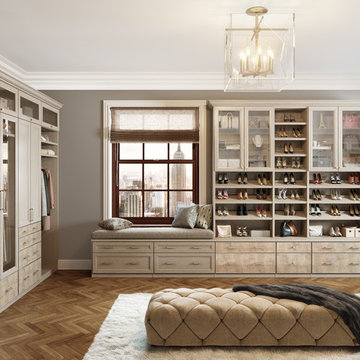 Neutral Walk-in Closet With Traditional Elegance