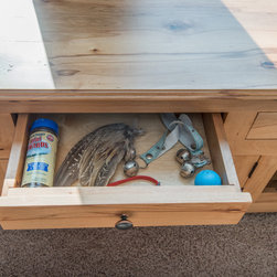 Small Double Kennel Bench with Drawers and Steps - Dog Kennels And Crates