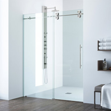 VIGO 60x74 Elan Frameless Sliding Shower Door, Stainless Steel