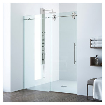 VIGO 60x74  Elan Frameless Sliding Shower Door, Stainless Steel