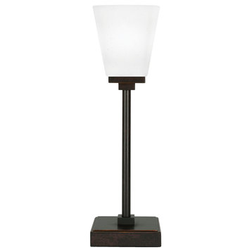 Luna Accent Lamp, Dark Granite Finish, 4.5" Square White Muslin Glass