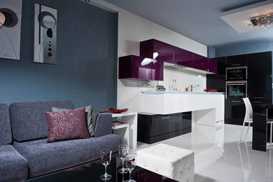 Inspiration for a contemporary family room remodel in Other