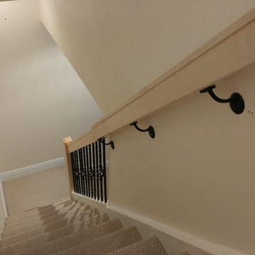 Maple railing for basement stairs