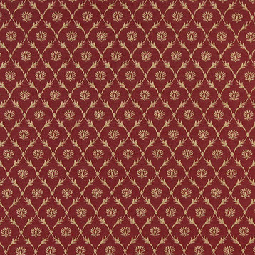 Red, Trellis Jacquard Woven Upholstery Fabric By The Yard