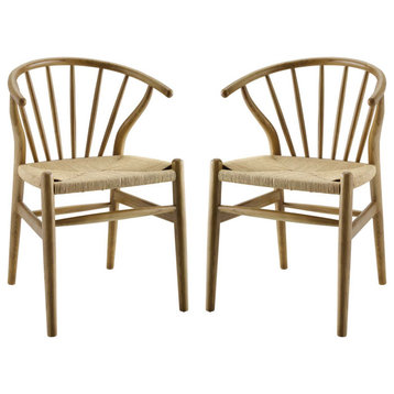 Flourish Spindle Wood Dining Side Chair Set of 2, Natural