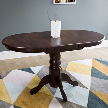 CorLiving Dillon Extendable Oval Pedestal Table With 12" Leaf, Cappuccino
