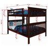 Pemberly Row Full Over Solid Wood Mission Bunk Bed with Drawers in Cappuccino