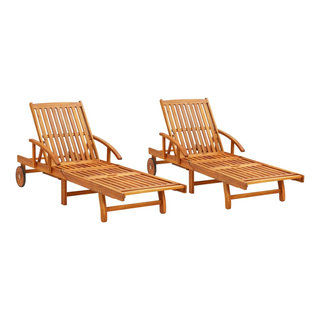 vidaXL Solid Acacia Wood Sun Lounger w/ Side Table Daybed Chaise Outdoor Seat 