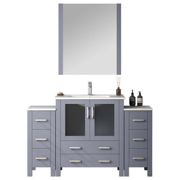 Lexora Volez 54" Bathroom Vanity Cabinet, Dark Gray, Top, Mirror
