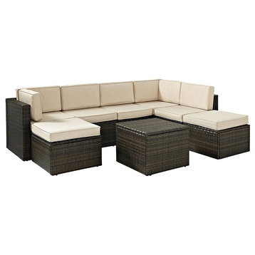 Palm Harbor 8-Piece Outdoor Wicker Seating Set With Sand Cushion