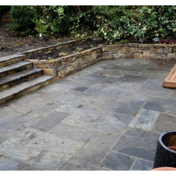 Graphite Sandstone Paving with Yorkshire Stone Walling 2016