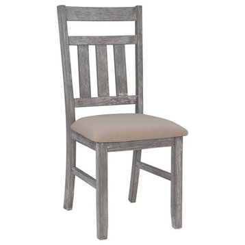Linon Turino Wood Dining Side Chair in Weathered Gray (Set of 2)