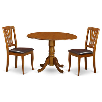 3 Pc Kitchen Table Set -Dining Table And 2 Leather Kitchen Chairs