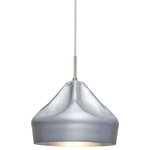 Besa Lighting - Besa Lighting 1JT-LOTUS-LED-SN Lotus - One Light Pendant with Flat Canopy - Our industrial styled satin nickel Lotus pendant, composed of a unique metal reflector with an organically "pinched" shape, offers a look that will easily merge into the recent urban decorating trend . The inner silver foil finish exudes a pleasing and focused glow, while the memorable outer appearance will stand out in virtually any environment. The cord pendant fixture is equipped with a 10' SVT cordset and an low profile flat monopoint canopy. These stylish and functional luminaries are offered in a beautiful brushed Bronze finish.  No. of Rods: 4  Canopy Included: TRUE  Cord Length: 120.00  Canopy Diameter: 5 x 5 x 0 Rod Length(s): 18.00  Dimable: TRUELotus One Light Pendant with Flat Canopy Satin NickelUL: Suitable for damp locations, *Energy Star Qualified: n/a  *ADA Certified: n/a  *Number of Lights: Lamp: 1-*Wattage:9w LED bulb(s) *Bulb Included:Yes *Bulb Type:LED *Finish Type:Satin Nickel