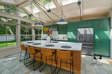 Contemporary Kitchen Remodel with Green Cabinets