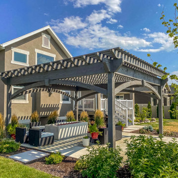 Entertainment Size | Timber Frame Pergola for Outdoor Living Room W/Power Post